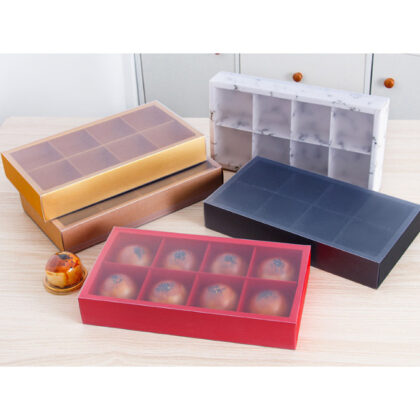 กล่องขนม 8 ช่อง ขนมไหว้พระจันทร์ 80 กรัม ฝาPVCสไลด์สอด(MOON33)