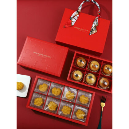 กล่องเค้ก ขนมไหว้พระจันทร์ 6 ช่อง 8 ช่อง ถุงหูหิ้ว ฝาครอบ sweet gift for U (MOON111)