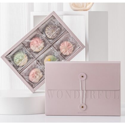 กล่องขนม 6 ช่อง กล่องขนมไหว้พระจันทร์ 80 กรัม ม่วงพาเทล (MOON274)
