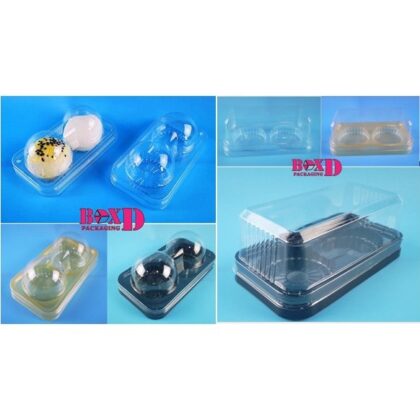 กล่องพลาสติกใส 2 ช่อง กล่องพลาสติก เค้กแนวเกาหลี (แพค20ใบ) ใส่คัพเค้ก 8x14.5x5.8 ซม ร้านเบเกอรี่ XX061