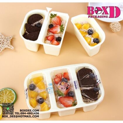 กล่องพลาสติกใส่เค้กแบบ ฉีกได้ ขนาดเล็ก (XX031) แพค 20 ใบ ขนาดเล็ก 14*9*5 ซม
