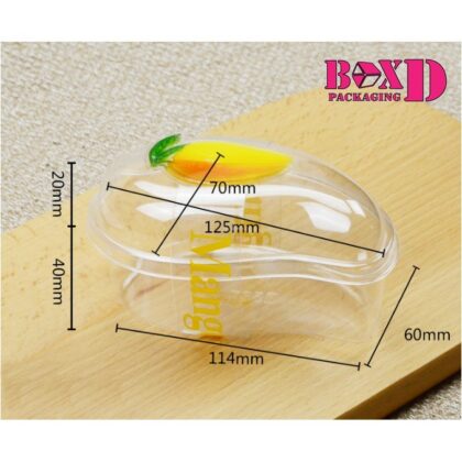 ถ้วยมูสทรงมะม่วงสีใส สายคาดพลาสติกสีใสตามรูป 7*12.5*6cm แพค 50 ใบ คาเฟ่ U14