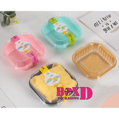 กล่องถ้วยพุดดิ้ง ฐานสี ทรงเตี้ย ฝาพลาสติกPET แพค20ชิ้น ร้านเบเกอรี่ XX043