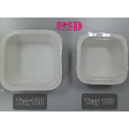 Utray 100 และ 120 ถาดกระดาษพร้อมฝา เข้าเตาอบได้ ใส่ขนมปังเนยสด 250/400 ml 100x100x3.5-120x120x3.5 ซม F13