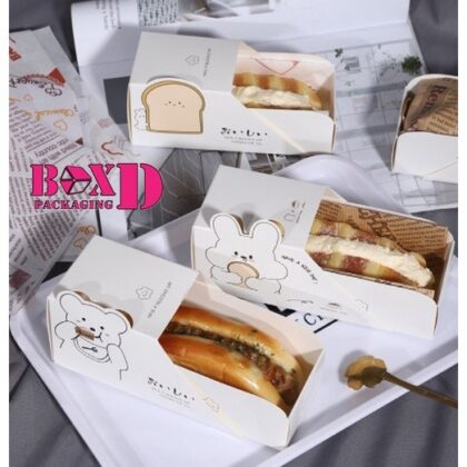 กล่องแซนวิช ฮอทด็อก แบบสไลด์ 6x14x5 ซม แพค 10 ใบ ใส่ขนมปังสอดไส้ ร้านเบเกอรี่ S25