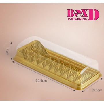 กล่องเบอเกอรี่ กล่องบัตเตอร์เค้ก ฐานทอง วางเอียง 8.3x21x4 ซม แพค 50 ใบ ร้านเบเกอรี่ ZZ029