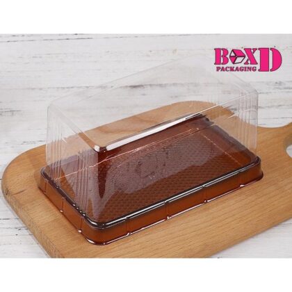 กล่องเค้กฐานสีน้ำตาล ฝาใส ทรงสูง8.5เซน (XX067) แพค20ชิ้น