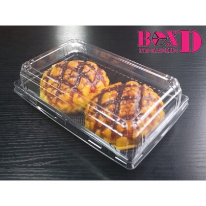 กล่องเบเกอรี่สี่เหลี่ยมผืนผ้าฐานดำ ฝาใส (XX084)