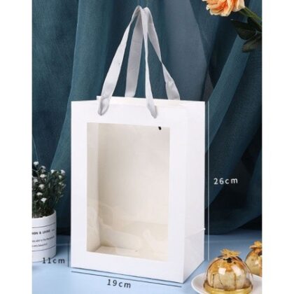 ถุงกระดาษหูหิ้ว ช่องหน้าต่าง 8x23.8x31.5-11x19x26 ซม ร้านเบเกอรี่ T29