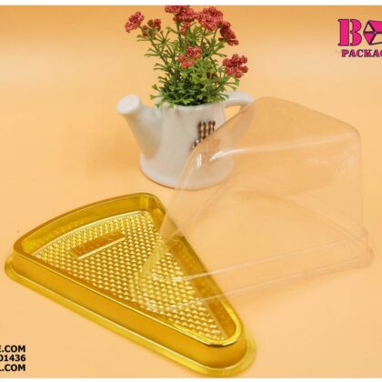 กล่องเบอเกอรี่ เค้กสามเหลียมสีทอง A02 11.5x7.5x6.5-13.5x9.5x6.5 ซม แพค 50 ใบ ร้านเบเกอรี่ ZZ015
