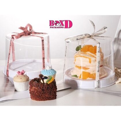 XX057 กล่องเค้กครึ่งปอนด์ กล่องเค้ก1/2ปอนด์ฐานขาวฝาสูง (แพค 5 ใบ)