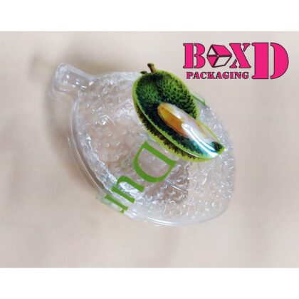 ถ้วยมูสทรงทุเรียน พลาสติก พร้อมสายคาด ตามรูป ขนาด 12.5*8.5*6.5 เซน คาเฟ่ U16