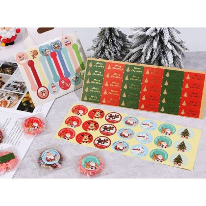 สติกเกอร์ติดถุงขนม คริสต์มาส Sticker Christmas 4.5x1.8 ซม JJ11