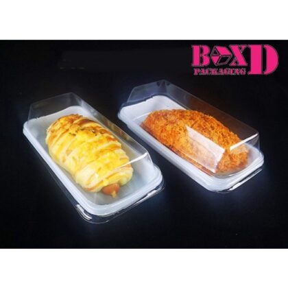 กล่องเบอเกอรี่ฐานขาวทรงยาว ใส่ขนม แพค 20 ใบ （XX054)