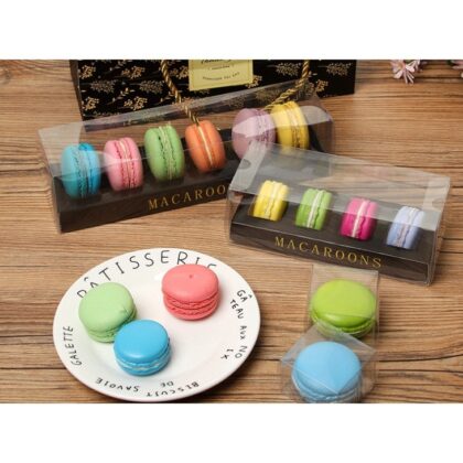 กล่องใส่มาการอง 1 ชิ้น 4 ชิ้น 6 PVC 4.8x4.8x3.5-6.8x24.3x6 ซม ร้านขนม MA10