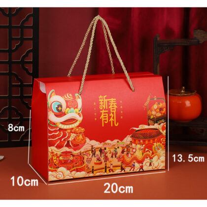 กล่องเค้ก กล่องของขวัญ กล่องหูหิ้ว ตรุษจีน 20x9x14 ซม ของฝาก CNY108