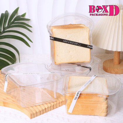 กล่องใส่ขนมปัง ทรงขนมปัง พลาสติกPETสีใส แพค20ใบ  (PVC58) 15*11*สูง7.8 ซม.