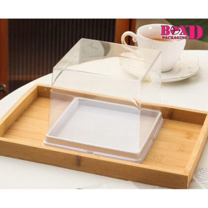 กล่องเค้กฐานเหลี่ยม สีขาว 4 นิ้ว แพค 5 ชุด 15*15*สูง11.5 ซม. (XX094)