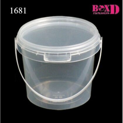 กระปุกเซฟตี้ซีล ทรงกลม หูหิ้วฝาสีทอง สีใส ขนาด 450 ml. แพ็ค25 ใบ 1681 1681