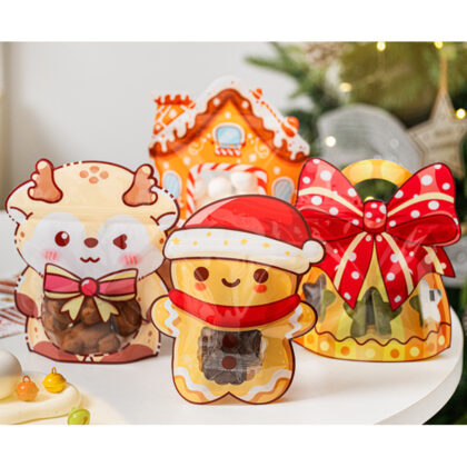 (แพค 10ใบ ) ถุงขนม คุ๊กกี้ซิปล็อค คริสต์มาส ปีใหม่ 23x24 ซม แพคสินค้า FO21