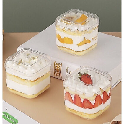 (ราคาส่งยกลัง) กล่องพลาสติกใสเนื้อแข็ง PS กล่องใส่คุ๊กกี้ขนม cake box 280/300/400 ml 5.5x6.5x9.5-9.5x9.5x6.5 ซม HE001