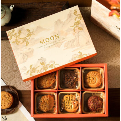 กล่องขนมไหว้พระจันทร์ ของขวัญปีใหม่ กล่องช็อคโกแลต คุ๊กกี้ 6ช่อง+ถุง วิว (MOON289)