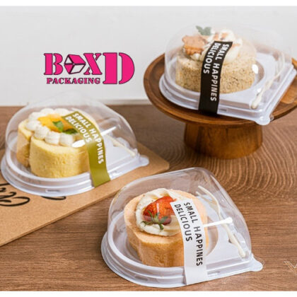 กล่องขนม กล่องเค้ก กล่องแยมโรลพร้อมส้อม แพค10ชุด( XX072)