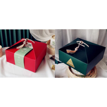 กล่องขนม เค้กคุ๊กกี้ ของขวัญ หูหิ้วเชือกจับ 21x21x8.7 ซม ร้านเบเกอรี่ PP8
