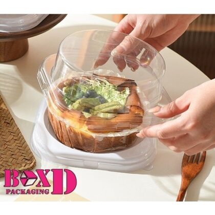 กล่องเค้ก 1/2ปอนด์ ฐานขาว ฝาครอบใส ทรงกลม (XX049) แพค 10 ใบ ขนาด 16.5*6 ซม