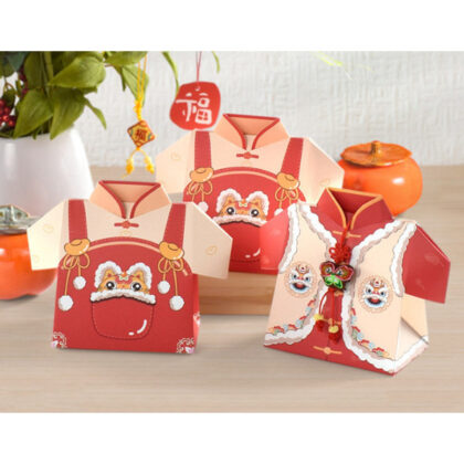 กล่องของขวัญ ขนม ช็อคโกแลต ลูกอม ตรุษจีน กล่องทรงเสื้อ 10x6x12 ซม ของฝาก CNY50