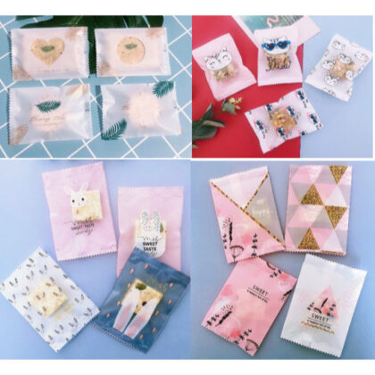 ถุงซีลขนมคุกกี้ 7*10 มีหลายไชค์ให้เลือก แพคละประมาณ97-100ใบ แพคสินค้า FO09