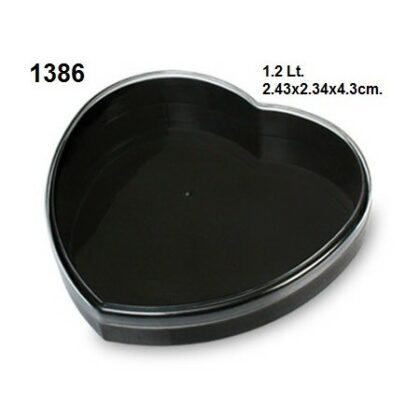 (1386)กล่องพลาสติกแข็งหัวใจ   กล่อง-ใส่คุกกี้ ขนม ฐานดำ ยกลัง 12 ใบ