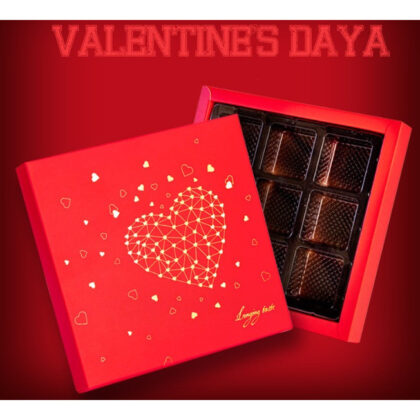กล่องใส่ช็อคโกแลต 9ช่อง / ช่องเดียว แดง วาเลนไทน์ VALENTINE 3.7x3.7-17x16x2.5 ซม VL07