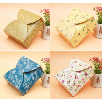 แพค5ใบ กล่องขนม ของขวัญ ทรงห่อผ้าญี่ปุ่น 12x12x4 ซม จัดเบรค SB05
