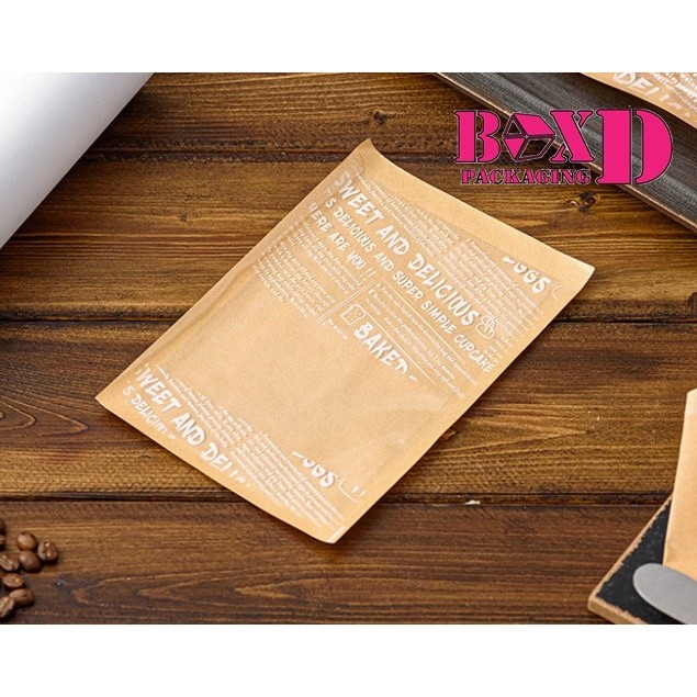ถุงขนมปัง ถุงกระดาษคราฟท์ใส่ขนมปังแบบหน้าใส ด้านในเคลือบมัน พิมลาย 13x19-21x25 ซม ร้านเบเกอรี่ T32 - Image 5