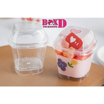 ถ้วยมูส สีเหลี่ยมมน พร้อมฝา 20 ชุด U39