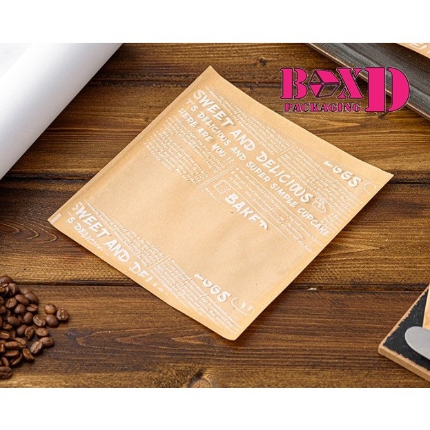 ถุงขนมปัง ถุงกระดาษคราฟท์ใส่ขนมปังแบบหน้าใส ด้านในเคลือบมัน พิมลาย 13x19-21x25 ซม ร้านเบเกอรี่ T32 - Image 6