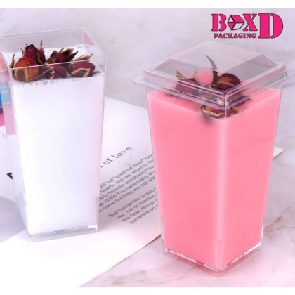 ถ้วยมูส สีเหลี่ยมทรงสูง พร้อมฝา 20 ชุด U34
