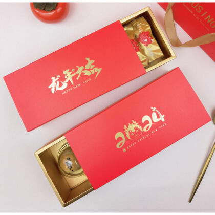 กล่องใส่พายสับปะรด ใส่ขนม คุ๊กกี้ ตรุษจีน 24x11 ซม ของฝาก CNY58
