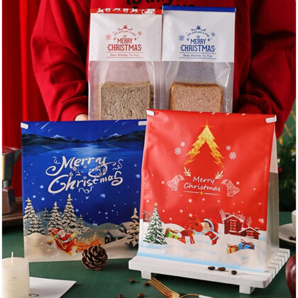 ถุงขนมปัง MERRY CHRISTMAS แพ็ค10 ใบ 10x14x28-11x22x29 ซม แพคสินค้า FO11