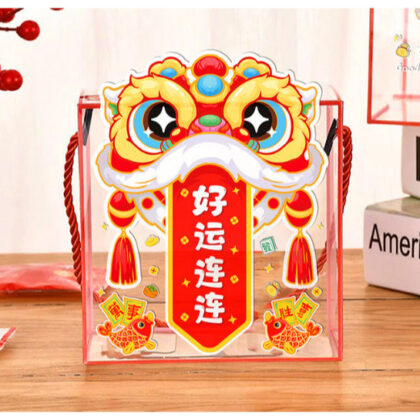 กล่องPVC ตรุษจีน หูหิ้ว 14x14x7-14x15x7 ซม ของฝาก CNY38